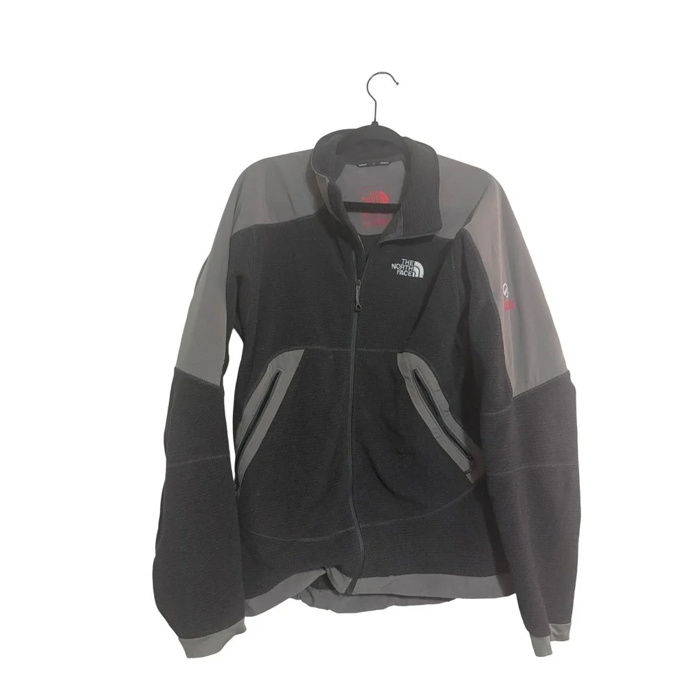 The North Face Jacket Summit Series Black Grey Full Zip Fleece Alpine Mens L